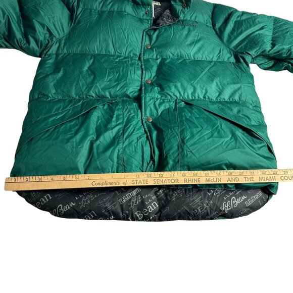 L.L. Bean Down Puffer Jacket Green Womens Size XL Snap Front Retro Classic Style - Picture 15 of 16